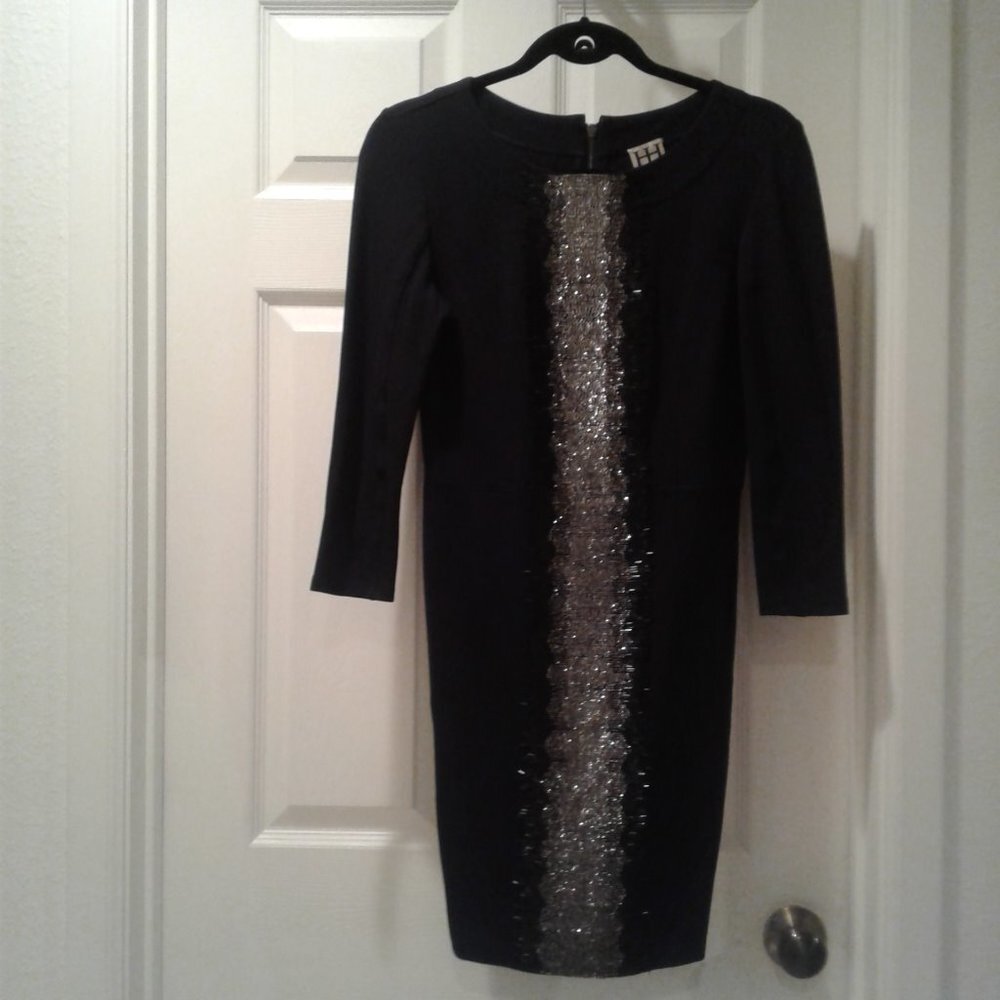 Haute Hippie Black & Silver Beaded Panel Dress